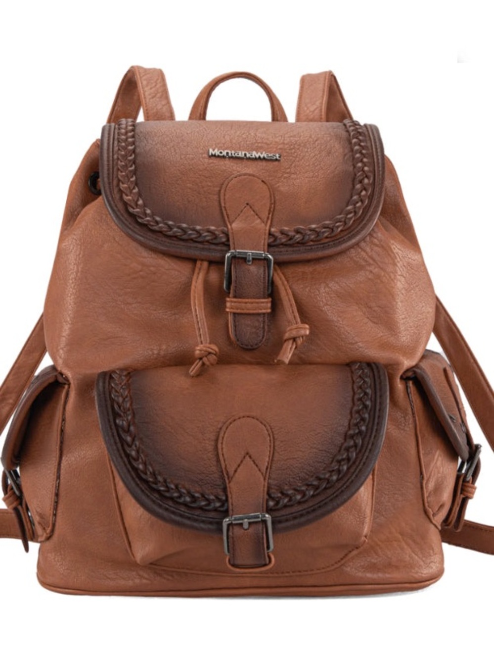 MONTANA WEST MWC043A-9110BR BACKPACK Vintage Woman’s pu Leather Braided Trim